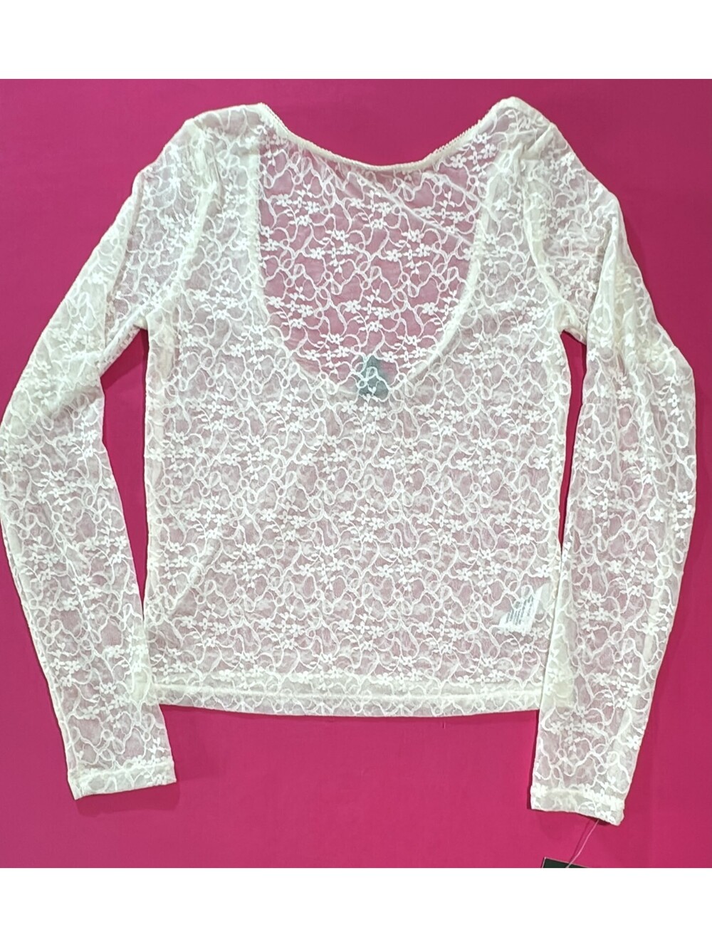 Wild Fable Cream Lace Long Sleeve Top Recycled Fabric Small Size New